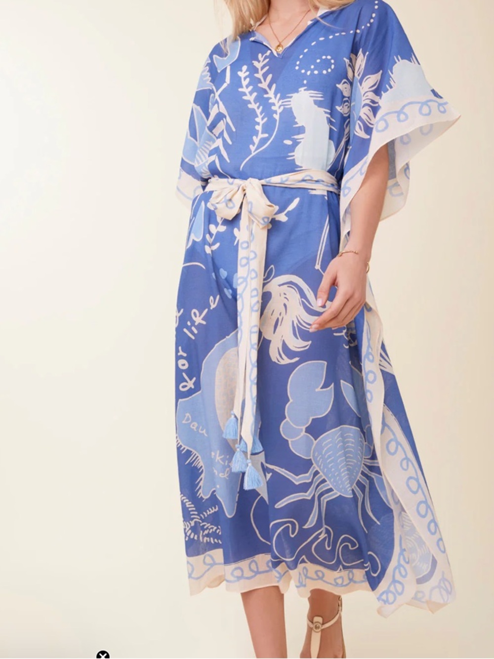 NWT Spartina 449 Blue and Cream Lobster-Print Swim Coverup - Picture 3 of 3